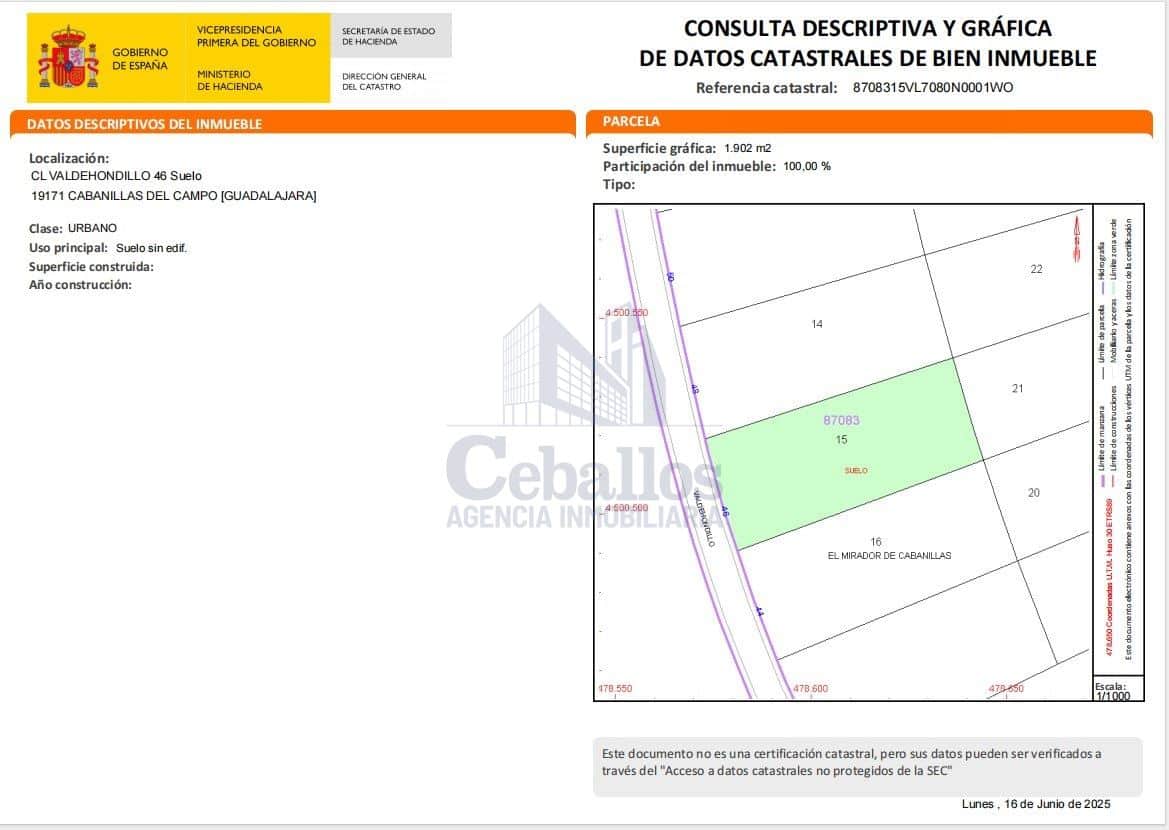 Oportunidad Única: Parcela Urbana en Cabanillas del Campo – 1.889,98 m² para Vivienda Unifamiliar - Foto 1