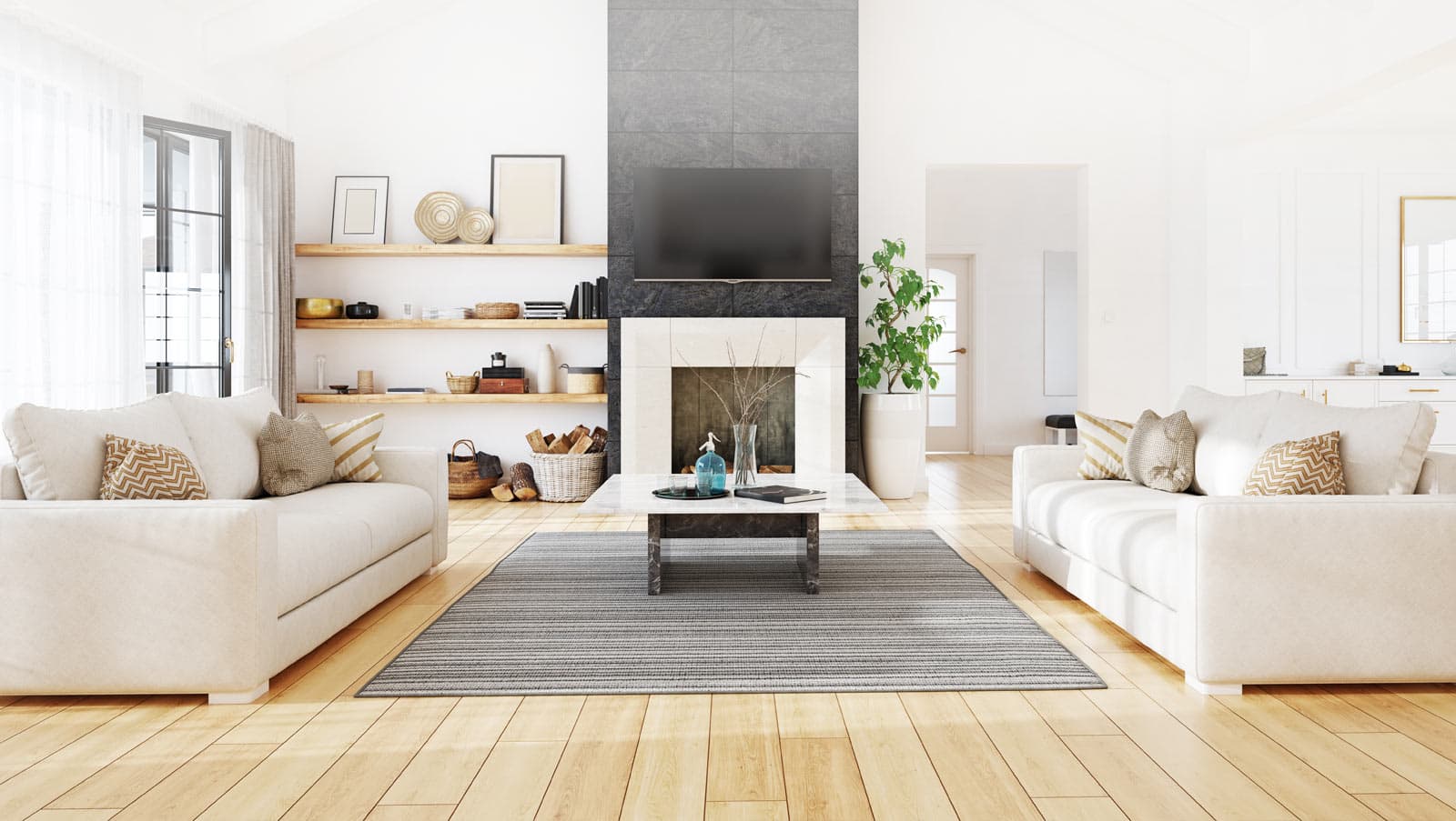 Salón luminoso de una vivienda
